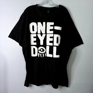 One-Eyed Doll Black Distressed Graphic Short Sleeve Band T-Shirt Unisex Size XXL